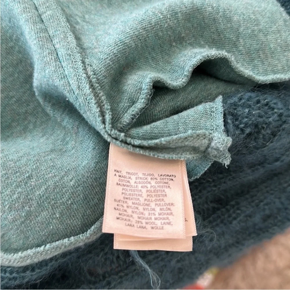 Anthropologie Regan Mix Stitch Knitted Knotted Cardigan Teal + Sea Green Small